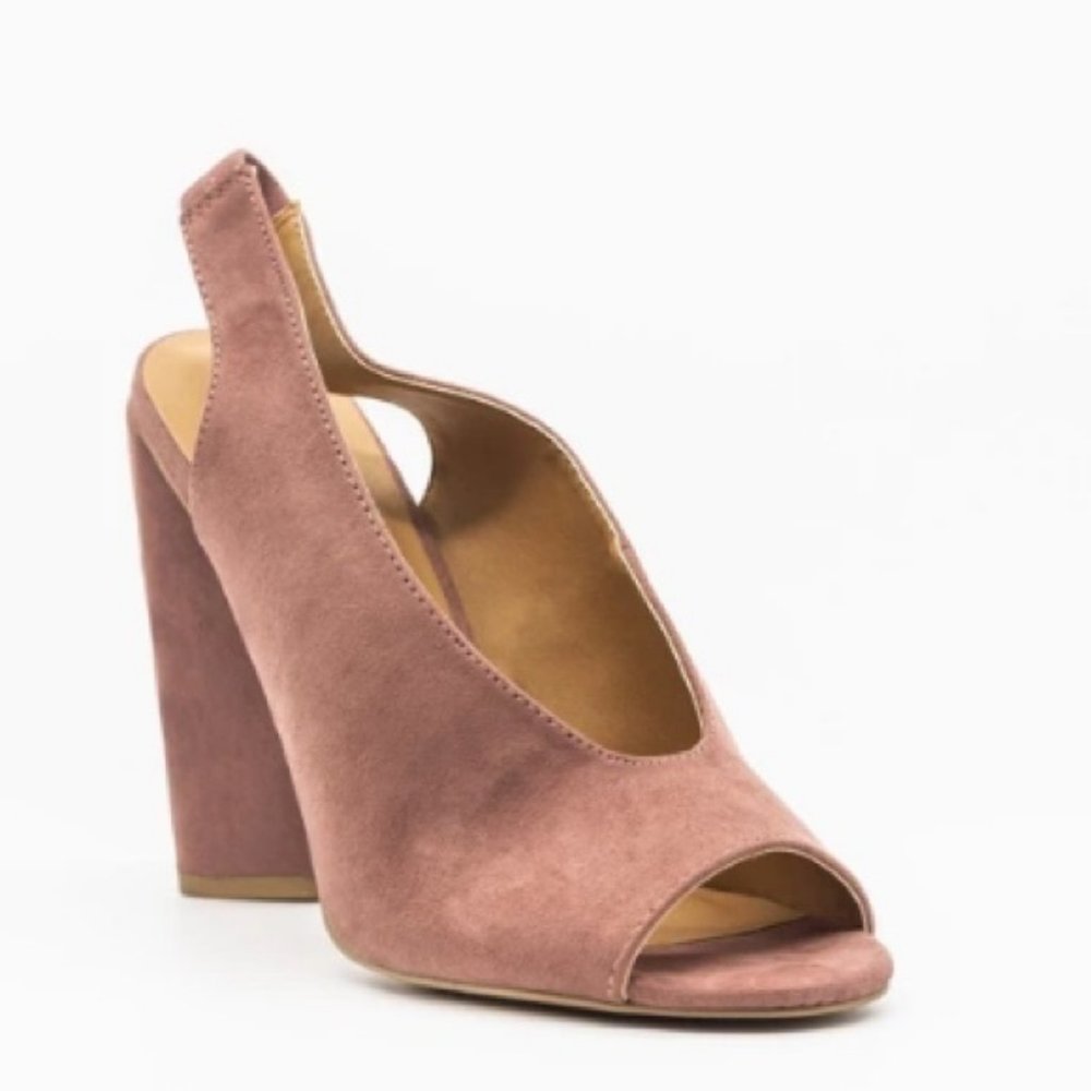 Mauve Faux Suede Slingback Heels - Picture 5 of 7